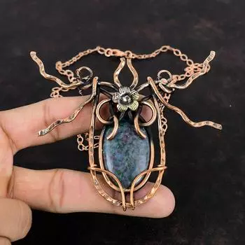 Ruby In Blue Kyanite Necklace Copper Wire Wrapped Necklace Adjustable Gemstone Necklace Copper Jewelry Handmade Necklace Engagement Gifts