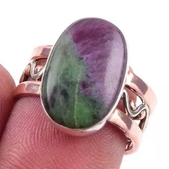 Ruby In Zoisite Handmade Lab-Created 925 Sterling Silver Two Tone Ring S.8 Z3i56