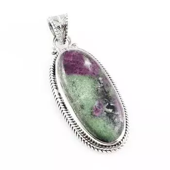 Ruby In Zoisite Handmade Lab-Created 925 Sterling Silver Gift Pendant 1.6 S1Q27