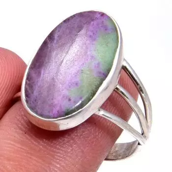 Ruby In Zoisite Handmade Lab-Created 925 Sterling Silver Jewelry Ring S.8 c8s39