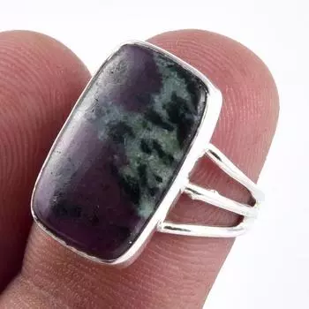 Ruby In Zoisite Handmade Lab-Created 925 Sterling Silver Jewelry Ring S.6 y4K49