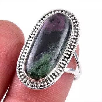 Ruby In Zoisite Handmade Lab-Created 925 Sterling Silver Jewelry Ring S.8 U5q67