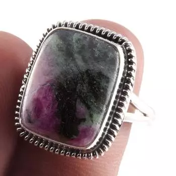 Ruby In Zoisite Handmade Lab-Created 925 Sterling Silver Jewelry Ring S.9 P6Q64