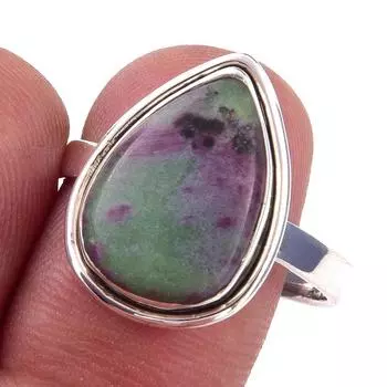 Ruby In Zoisite Handmade Lab-Created 925 Sterling Silver Jewelry Ring S.10 m2A99
