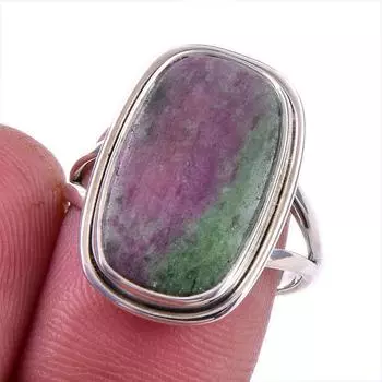 Ruby In Zoisite Handmade Lab-Created 925 Sterling Silver Jewelry Ring S.8 Y3G86