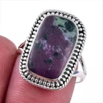 Ruby In Zoisite Handmade Lab-Created 925 Sterling Silver Jewelry Ring S.8 W1W85