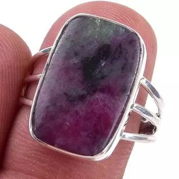 Ruby In Zoisite Handmade Lab-Created 925 Sterling Silver Jewelry Ring S.8 b2U26