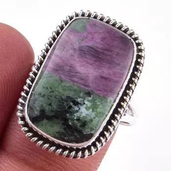 Ruby In Zoisite Handmade Lab-Created 925 Sterling Silver Jewelry Ring S.8 b5t34
