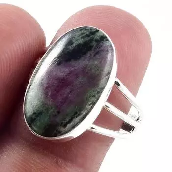 Ruby In Zoisite Handmade Lab-Created 925 Sterling Silver Jewelry Ring S.8 A4D17