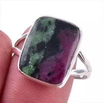 Ruby In Zoisite Handmade Lab-Created 925 Sterling Silver Jewelry Ring S.10 T2T13