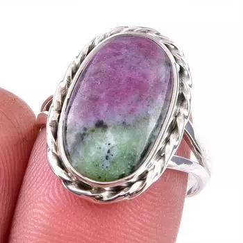 Ruby In Zoisite Handmade Lab-Created 925 Sterling Silver Jewelry Ring S.8 l2m12