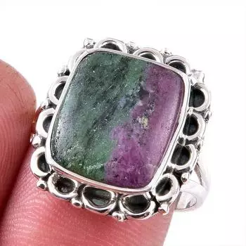 Ruby In Zoisite Handmade Lab-Created 925 Sterling Silver Jewelry Ring S.9 A2c54