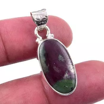 Ruby In Zoisite Handmade Lab-Created 925 Sterling Silver Gift Pendant 1.25 y7Z00