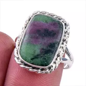 Ruby In Zoisite Handmade Lab-Created 925 Sterling Silver Jewelry Ring S.8 T1L61