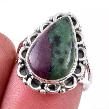 Ruby In Zoisite Handmade Lab-Created 925 Sterling Silver Jewelry Ring S.7 t6R67