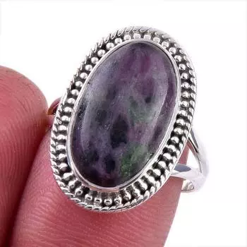 Ruby In Zoisite Handmade Lab-Created 925 Sterling Silver Jewelry Ring S.8 g2y87