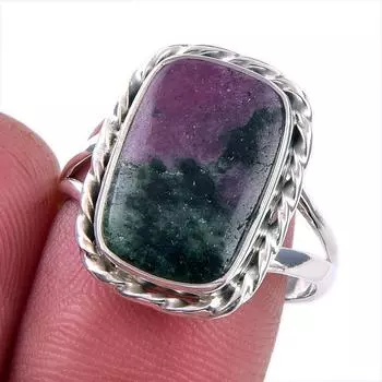 Ruby In Zoisite Handmade Lab-Created 925 Sterling Silver Jewelry Ring S.9 y5d10