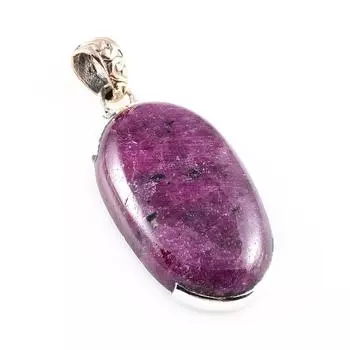 Ruby In Zoisite Lab-Created 925 Sterling Silver Gift Two Tone Pendant 1.7 I7d24