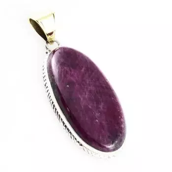 Ruby In Zoisite Lab-Created 925 Sterling Silver Gift Two Tone Pendant 2.3 B3s45