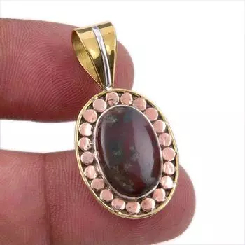 Ruby In Zoisite Lab-Created 925 Sterling Silver Gift Two Tone Pendant 1.25 t4F25