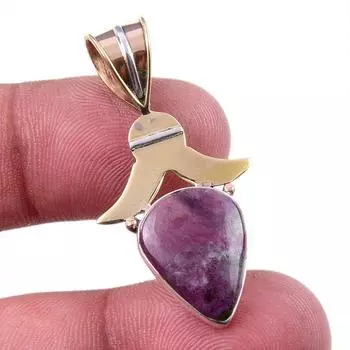 Ruby In Zoisite Lab-Created 925 Sterling Silver Gift Two Tone Pendant 1.50 p5j26