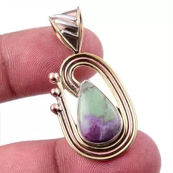 Ruby In Zoisite Lab-Created 925 Sterling Silver Gift Two Tone Pendant 1.50 a4l19
