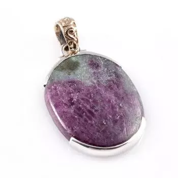 Ruby In Zoisite Lab-Created 925 Sterling Silver Gift Two Tone Pendant 1.6 f7p12