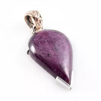 Ruby In Zoisite Lab-Created 925 Sterling Silver Gift Two Tone Pendant 1.6 c3E21