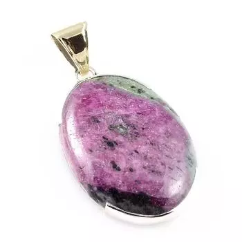 Ruby In Zoisite Lab-Created 925 Sterling Silver Jewelry Two Tone Pendant 2 H5w01