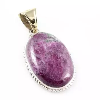 Ruby In Zoisite Lab-Created 925 Sterling Silver Gift Two Tone Pendant 1.8 d2u35