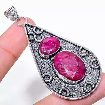 Ruby Natural Gemstone Handmade 925 Sterling Silver Pendant 2.76 m6l34