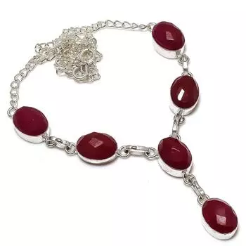 Ruby Natural Gemstone Handmade Christmas Gift Jewelry Necklace 18 N0W98