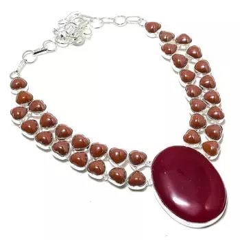 Рубин натуральный драгоценный камень ручной работы из стерлингового серебра 925 пробы ювелирное ожерелье 18 дюймов C5S50