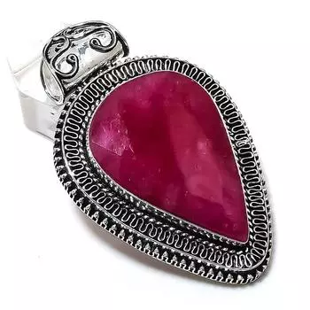 Ruby(Simulated) Gemstone Handmade 925 Sterling Silver Jewelry Pendant 2.48 Y6u57