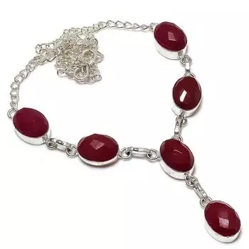 Ruby(Simulated) Gemstone Handmade Christmas Gift Jewelry Necklace 18 c5W30