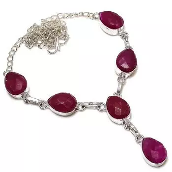 Ruby(Simulated) Gemstone Handmade Christmas Gift Jewelry Necklace 18 k2v82
