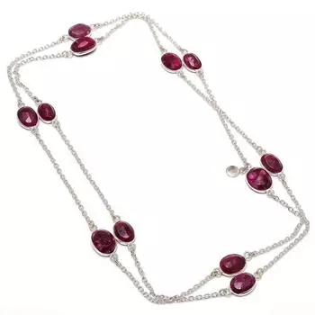 Ruby(Simulated) Gemstone Handmade Christmas Gift Jewelry Necklace 36 D8i69