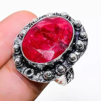 Рубин натуральный драгоценный камень ручной работы рождественский подарок ювелирное изделие кольцо размер 9.5 w4m27