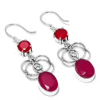 Ruby(Simulated) Handmade Christmas New Year Gift Jewelry Earring 2.36 r9a71