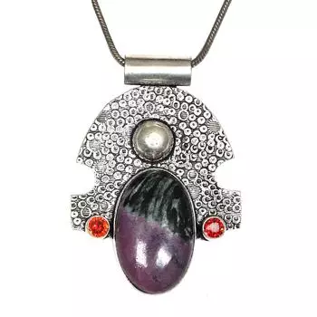 Ruby Zoisite Garnet Gemstone Mother s Day Silver Jewelry Pendant 2.25