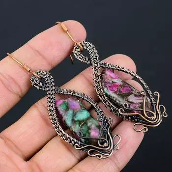 Серьги-ювелирные изделия из рубиновой цоизитовой меди ручной работы, изготовленные в лабораторных условиях, 3,15 A2T43