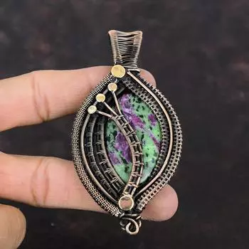 Ruby Zoisite Pendant Copper Wire Wrapped Pendant Dainty Ruby Zoisite Jewelry Handmade Gemstone Pendant Gift For Her Copper Wire Wrap Jewelry