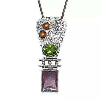 Ruby Zoisite Peridot Gemstone Mother s Day Silver Jewelry Pendant 2.25