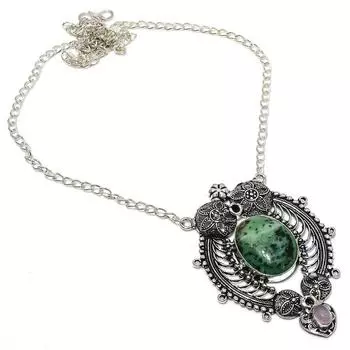 Ожерелье из серебра 925 пробы с рубином, цоситом и халцедоном, созданное в лаборатории, 36 дюймов y6Z56