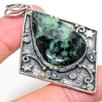 Ruby Zosite Lab-Created Handmade 925 Sterling Silver Jewelry Pendant 2.76 b9F93