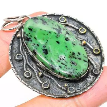 Ювелирный кулон из серебра 925 пробы с рубиновым цосайтом, созданный в лаборатории вручную, 2,36 дюйма, b7U40