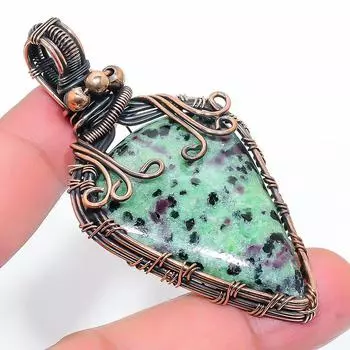 Подвеска из медной проволоки Ruby Zosite, созданная в лаборатории вручную, 2,76 дюйма, C0Q53