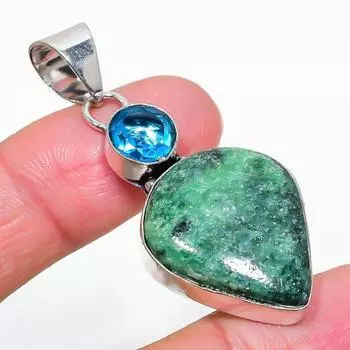 Подвеска из серебра 925 пробы с рубиновым цоситом и топазом, созданная вручную в лаборатории, 2,17 дюйма p1q37