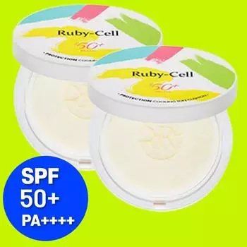Rubycell Protex Cooling Sun Cushion Pact Sun Cream SPF 50+ PA++++ Human Stem Cell Culture Cosmetics, 2 cans, 25g