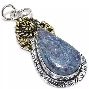 RubyFuchsite Gemstone 925 Sterling Silver Jewelry Two Tone Pendant 2.40 l2A44